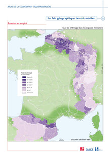 Taux de chômage dans les espaces frontaliers sur les frontières françaises