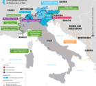 Les territoires transfrontaliers aux frontières de l'Italie