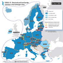 Crise sanitaire - Reintroduced land border controls in the Schengen Area on 22 april 2020