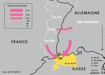 Les flux domicile-travail sur l'agglomération transfrontalière de Bâle