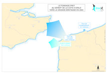 Transmanche : le tonnage fret au départ de la Côte d'Opale vers la Grande-Bretagne en 2003